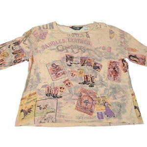 Take Two Clothing Co Womens T-Shirt Multicolor Size PL 100% Cotton Pullover